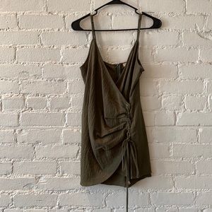 Lace up linen romper